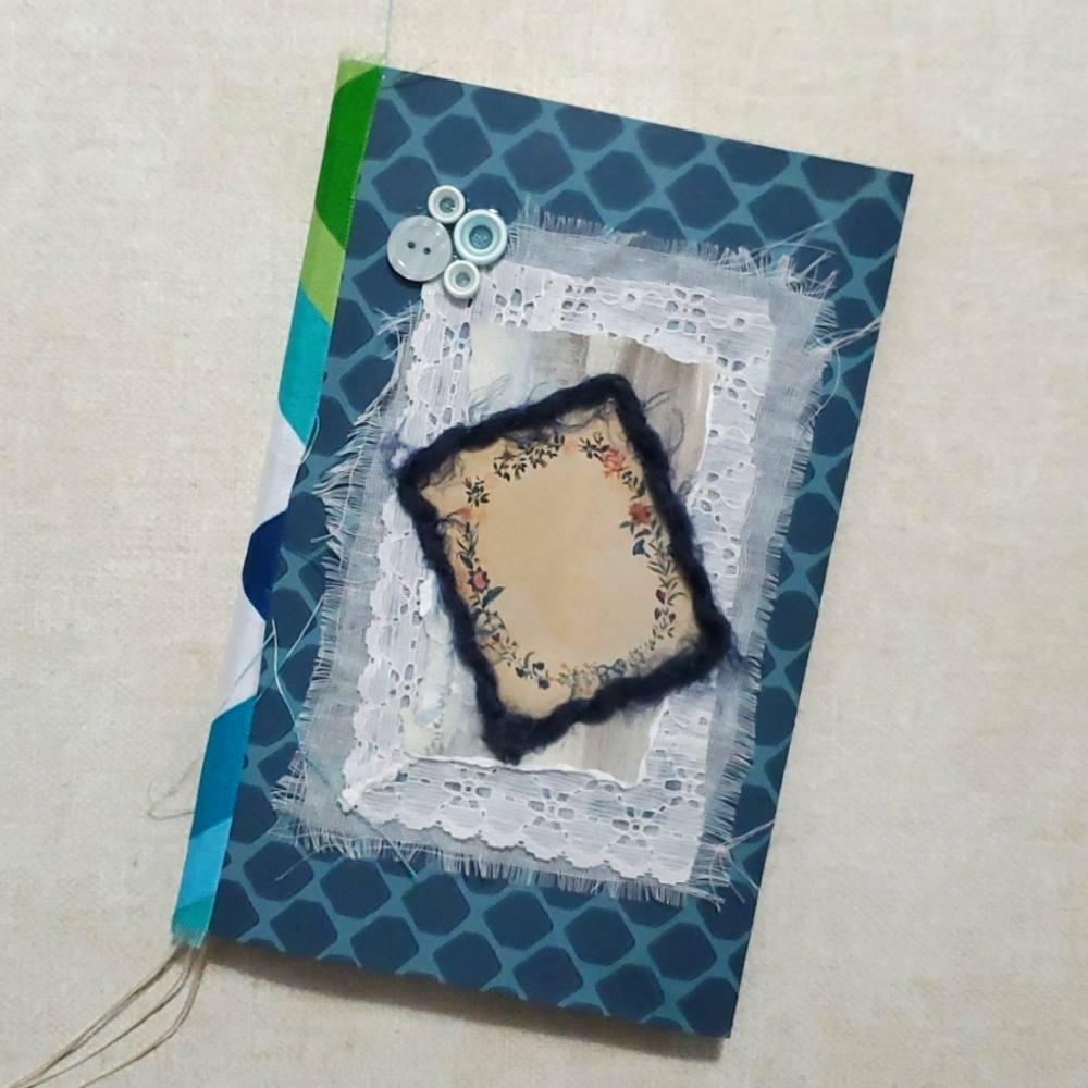 🙏 HAND CRAFTED 160 page junk journal nude art blue with ephemera